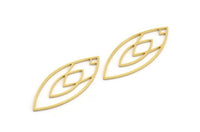 Brass Marquise Charm, 24 Raw Brass Marquise Charms, Earrings, Pendants (39x15x0.80mm) A5600