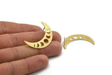Brass Moon Earring, 4 Textured Raw Brass Crescent Moon Phases Stud Earrings (36x9x0.80mm) M01454 A5573