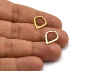 Brass Drop Charm, 50 Raw Brass Drop Ring Charms (16x12x1mm) A5565