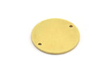 Brass Stamping Tag, 4 Raw Brass Round Charms With 2 Holes, Connectors (22x1mm) A5450