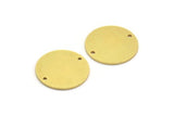 Brass Stamping Tag, 4 Raw Brass Round Charms With 2 Holes, Connectors (22x1mm) A5450