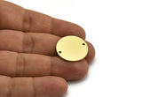 Brass Stamping Tag, 4 Raw Brass Round Charms With 2 Holes, Connectors (22x1mm) A5450
