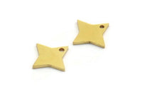 Brass Star Charm, 24 Raw Brass Star Charms With 1 Hole, Charm Pendants (14x10x1mm) A5593