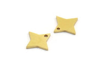 Brass Star Charm, 24 Raw Brass Star Charms With 1 Hole, Charm Pendants (14x10x1mm) A5593