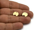 Brass Round Charm, 24 Raw Brass Crescent Moon Charms With 1 Hole, Findings (12x11x0.80mm) A5564