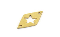 Pirinç Yıldız Tılsımı, 2 Delikli 24 Ham Pirinç Yıldız Tılsımı, Bağlantı Parçaları, Tılsım Kolye Uçları (21x11x0,80 mm) A5621