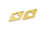 Brass Star Charm, 24 Raw Brass Star Charms With 1 Hole, Charm Pendants (21x11x0.80mm) A5598