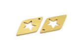 Brass Star Charm, 24 Raw Brass Star Charms With 1 Hole, Charm Pendants (21x11x0.80mm) A5598