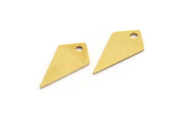 Brass Diamond Charm, 50 Raw Brass Diamond Charms With 1 Hole (15x8x0.60mm) A5569