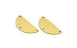 Semi Circle Charm, 8 Raw Brass Half Moon Charms With 3 Holes, Stamping Blanks (28x13x1mm) A5622