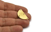Semi Circle Charm, 8 Raw Brass Half Moon Charms With 4 Holes, Stamping Blanks (28x13x1mm) A5625