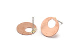 Copper Round Earring, 8 Raw Copper Round Stud Earrings (13x0.80mm) M01638 A5507