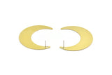 Brass Moon Earring, 2 Raw Brass Crescent Moon Stud Earring (50x15x0.90mm) M835 A5561