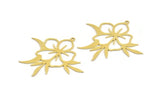 Brass Flower Charm, 4 Raw Brass Flower Shape Charms With 1 Loop, Charm Pendants (44x47x0.60mm) A5356
