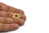 Brass Sun Charm, 12 Raw Brass Sun Charms With 1 Loop, Charm Pendants (28x24x0.60mm) A5348