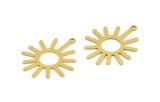 Brass Sun Charm, 12 Raw Brass Sun Charms With 1 Loop, Charm Pendants (28x24x0.60mm) A5348