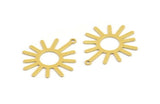 Brass Sun Charm, 12 Raw Brass Sun Charms With 1 Loop, Charm Pendants (28x24x0.60mm) A5348