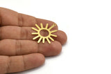 Brass Sun Charm, 8 Raw Brass Sun Charms With 1 Loop, Charm Pendants (34x29x0.60mm) A5357