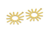 Brass Sun Charm, 8 Raw Brass Sun Charms With 1 Loop, Charm Pendants (34x29x0.60mm) A5357