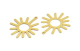 Brass Sun Charm, 8 Raw Brass Sun Charms With 1 Loop, Charm Pendants (34x29x0.60mm) A5357