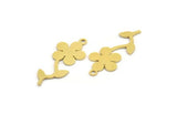 Brass Flower Charm, 12 Raw Brass Flower Shape Charms With 1 Loop, Charm Pendants (27x11x0.60mm) A5362