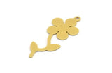 Brass Flower Charm, 12 Raw Brass Flower Shape Charms With 1 Loop, Charm Pendants (35x15x0.60mm) A5361