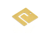 Brass Square Charm, 8 Raw Brass Square Charms With 1 Hole (17x17x0.60mm) A5359