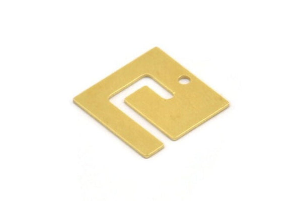 Brass Square Charm, 8 Raw Brass Square Charms With 1 Hole (17x17x0.60mm) A5359