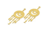 Brass Moon Charm, 6 Raw Brass Crescent Moon And Planet Shaped Charms With 1 Loop, Charm Findings (52x21x0.60mm) A5349