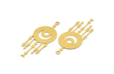 Brass Moon Charm, 6 Raw Brass Crescent Moon And Planet Shaped Charms With 1 Loop, Charm Findings (52x21x0.60mm) A5349