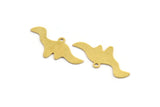 Brass Dinosaur Charm, 12 Raw Brass Dinosaur Shaped Charms With 1 Loop, Findings (13x28x0.60mm) A5406