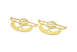 Brass Saturn Charm, 4 Raw Brass Saturn And Crescent Moon Shaped Charms With 2 Loops, Planet Findings, Necklace Findings (30x51x0.60mm) A5380