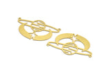 Brass Saturn Charm, 4 Raw Brass Saturn And Crescent Moon Shaped Charms With 2 Loops, Planet Findings, Necklace Findings (30x51x0.60mm) A5380