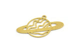 Brass Saturn Charm, 12 Raw Brass Saturn Shaped Charms With 1 Loop, Pendants, Planet Findings (19x30x0.60mm) A5396