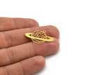 Brass Saturn Charm, 12 Raw Brass Saturn Shaped Charms With 1 Loop, Pendants, Planet Findings (19x30x0.60mm) A5396
