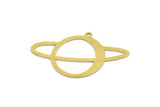 Brass Saturn Charm, 8 Raw Brass Saturn Shaped Charms With 1 Loop, Pendants, Planet Findings (26.5x42x0.60mm) A5400