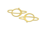 Brass Saturn Charm, 8 Raw Brass Saturn Shaped Charms With 1 Loop, Pendants, Planet Findings (26.5x42x0.60mm) A5400