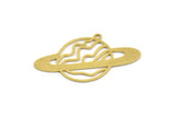 Brass Saturn Charm, 8 Raw Brass Saturn Shaped Charms With 1 Loop, Pendants, Planet Findings (24x39x0.60mm) A5395