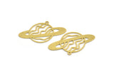 Brass Saturn Charm, 8 Raw Brass Saturn Shaped Charms With 1 Loop, Pendants, Planet Findings (24x39x0.60mm) A5395