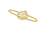 Brass Saturn Charm, 12 Raw Brass Saturn Shaped Charms With 1 Loop, Pendants, Planet Findings (19x49.5x0.60mm) A5390