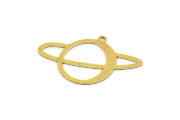 Brass Saturn Charm, 12 Raw Brass Saturn Shaped Charms With 1 Loop, Pendants, Planet Findings (20x31.5x0.60mm) A5401