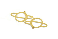 Brass Saturn Charm, 12 Raw Brass Saturn Shaped Charms With 1 Loop, Pendants, Planet Findings (20x31.5x0.60mm) A5401