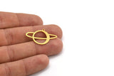 Brass Saturn Charm, 12 Raw Brass Saturn Shaped Charms With 1 Loop, Pendants, Planet Findings (20x31.5x0.60mm) A5401