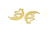 Brass Moon Charm, 8 Raw Brass Crescent Moon And Snake Shaped Charms With 1 Loop (34x21x0.60mm) A5431
