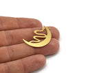 Brass Moon Charm, 8 Raw Brass Crescent Moon And Snake Shaped Charms With 1 Loop (34x21x0.60mm) A5431