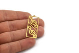 Brass Rectangle Charm, 6 Raw Brass Treble Clef Shaped Charms With 1 Loop, Pendants, Geometric Findings (47x17x0.60mm) A5383