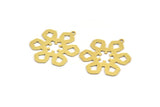 Brass Flower Charm, 6 Raw Brass Flower Charms With 1 Loop, Charm Pendants (31x26x0.60mm) A5432