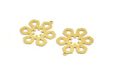 Brass Flower Charm, 6 Raw Brass Flower Charms With 1 Loop, Charm Pendants (31x26x0.60mm) A5432