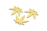 Brass Leaf Charm, 12 Raw Brass Leaf Charms With 1 Hole, Charm Pendants (21x23x0.80mm) A5552