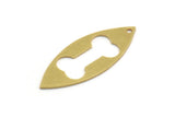 Brass Marquise Charm, 10 Raw Brass Dog Bone Pattarned Marquise Shaped Charms With 1 Hole (39x15x0.80mm) A5599
